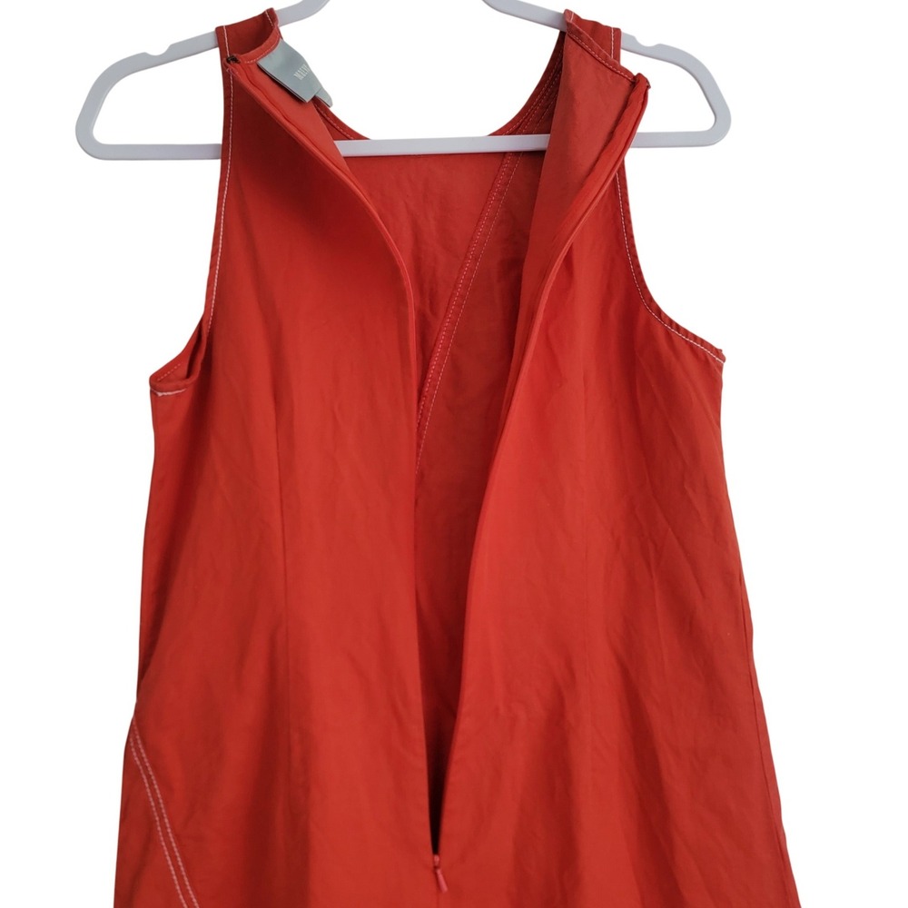 Maeve Orange-Red Cotton Linen Bileu Asymmetrical A-Line Summer Dress Size 6 - Picture 11 of 12